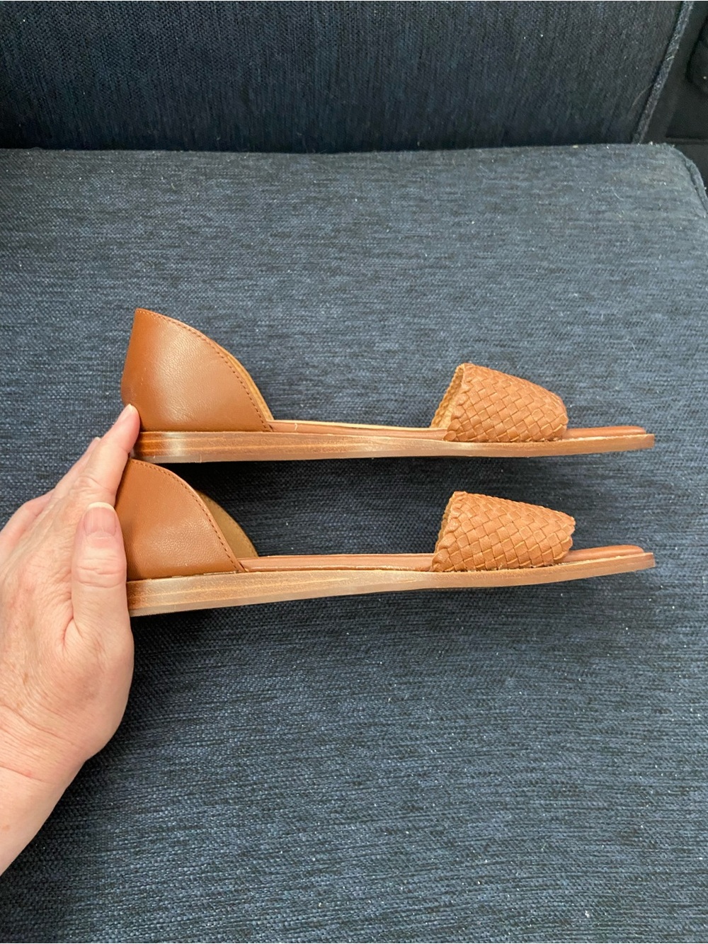 Madewell Woven Tan Open-Toe D'Orsay Flats 8 - Picture 4 of 5